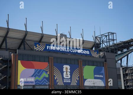 Philadelphia Pennsylvania – 7. Juni 2026: Lincoln Financial Field in Philadelphia, Pennsylvania, zeigt ein Zeichen für die FIFA-Weltmeisterschaft 2026 Stockfoto