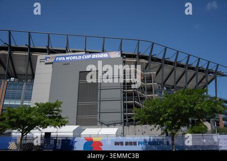 Philadelphia Pennsylvania – 7. Juni 2026: Lincoln Financial Field in Philadelphia zeigt das Schild der FIFA-Weltmeisterschaft 2026 auf der Außenseite des Stadions Stockfoto