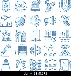 Medizin und Gesundheit Doodle Symbol verschiedene Konzepte Set Stock Vektor