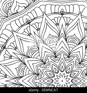 Kompliziertes Handgezeichnetes Mandala Coloring Artwork Stock Vektor