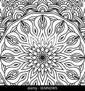 Komplizierte Mandala Malseite Illustration für Erwachsene und Kinder Stock Vektor