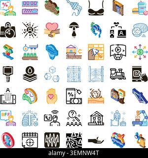 Vielfältige Sammlung von isometrischen flachen Symbolen Stock Vektor