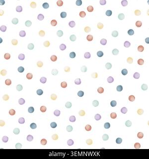 Farbenfrohes Punktmuster mit pastellfarbenen Blau-, Rosa-, Gelb- und Grüntönen für ein skurriles und lebendiges Design, das sich für Textilien und Geschenke eignet Stockfoto