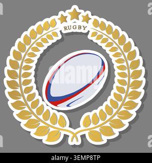 Illustration zum Thema des Sets Kollektion Accessoires für Sportspiel Rugby, Muster bestehend aus Elementen Sportspiel Rugby, abstrakte Komposition des Sports Stock Vektor
