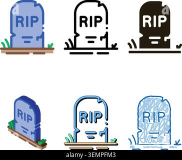 halloween Rip Grabstone Typen Icon Vektor Umriss Stock Vektor