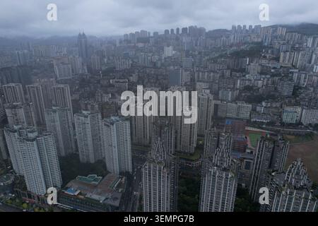 Luftaufnahme der Stadtlandschaft des Fuling District am Yangtze-Fluss, Chongqing, China Stockfoto