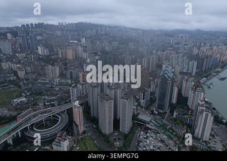 Luftaufnahme der Stadtlandschaft des Fuling District am Yangtze-Fluss, Chongqing, China Stockfoto