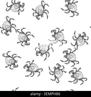 Nahtloses Muster lyme Tick Skizze handgezeichnet Stock Vektor