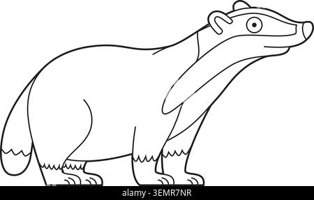Einfache Färbung Karikaturvektor-Illustration eines Dachses isoliert auf weißem Hintergrund Stock Vektor