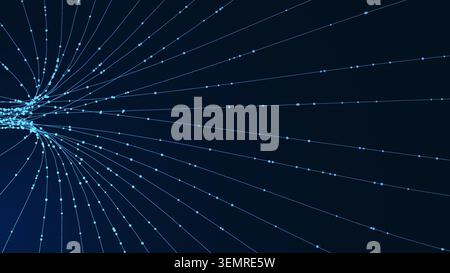 Abstrakter Technologiehintergrund mit digitalem Datenflussnetzwerk und futuristischen Lichtverbindungen Stock Vektor