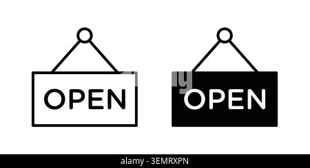 Offenes Schild mit grafischem Design. Websymbole Vektoren. Stock Vektor