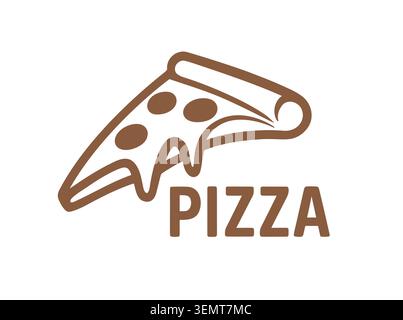 Eine stilisierte braune Linienzeichnung einer Pizzascheibe, die ein Symbol für die saubere Lebensmittelindustrie für das Markenzeichen von Restaurants darstellt Stock Vektor