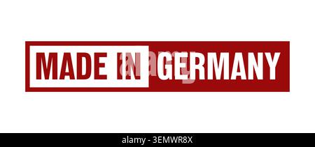 Made in Germany quadratisches Logo mit roten Flaggenfarben Stock Vektor