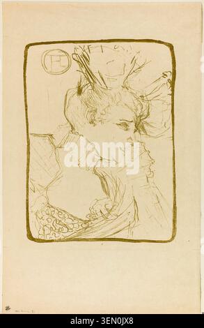 Büste der Mademoiselle Marcelle Lender von Henri de Toulouse-Lautrec, 1895, Zeichnung, die das Profil einer Frau mit aufwendig aufgerissenen Haaren und drapierter Kleidung darstellt Stockfoto