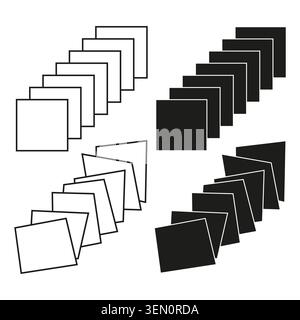 Gestapelte Papierbögen und mehrere Dokumente Symbolsatz Vektor. Ideal für Datenorganisationskonzepte und das Design der Benutzeroberfläche. EPS 10. Stock Vektor