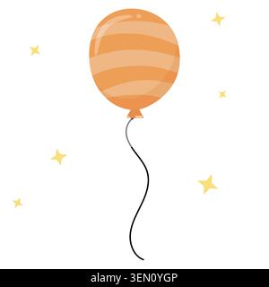 Nette Pastell orange gestreifte Ballon Vektor Illustration isoliert auf weißem Hintergrund. Fröhliches Luftballonelement für Babydusche, Geburtstagsfeier und Stock Vektor