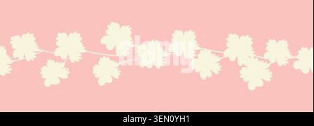 Dekoratives nahtloses Vintage-Muster im klassischen Stil mit Blumen und Zweigen. Silhouetten von Blumen, zweifarbiges horizontales Ornament in Pastellfarben, Rand Stock Vektor