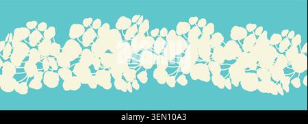 Dekoratives nahtloses Vintage-Muster im klassischen Stil mit Blumen und Zweigen. Silhouetten von Blumen, zweifarbiges horizontales Ornament in Pastellfarben, Rand Stock Vektor