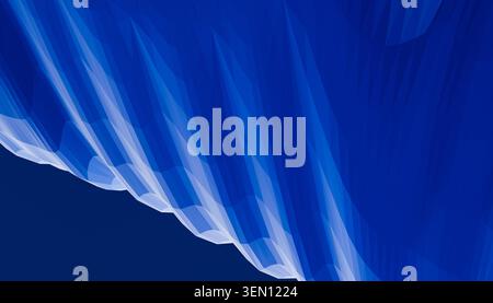 Abstraktes geometrisches Muster in Blau und weiß mit dynamischen Formen und Schattierungen. Stockfoto