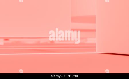 Abstrakte geometrische Formen in pastellrosa Tönen mit sanfter Beleuchtung und Schatten. Stockfoto
