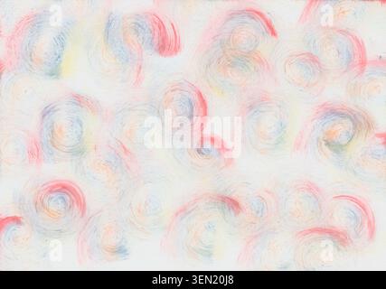 Abstraktes Aquarell mit farbenfrohen Wirbeln in Rot, Blau und Gelb Stockfoto