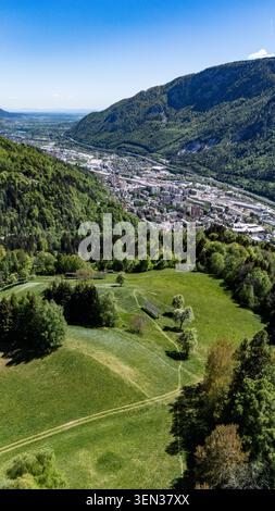 Die weißen Narzissen-Felder, die die Hänge der Karawanken und Julischen Alpen rund um das Dorf Plavški Rovt mit ihren Blüten im Frühjahr bedecken. Stockfoto