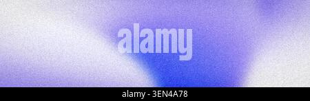 Abstrakter breiter körniger Hintergrund mit verschwommenen Übergängen von Blau, Violett und weiß. Minimalistisches Rauschen, ideal für Banner, Tapeten und Stockfoto