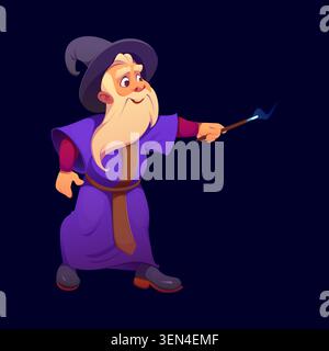 Cartoon Halloween Zauberer, Magierfigur Stock Vektor