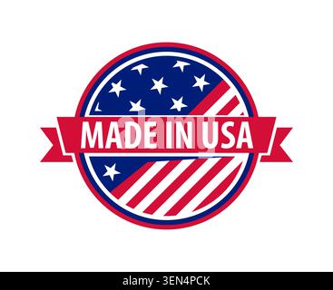 „Made in USA“-Abzeichen „American Flag Ribbon“-Zertifikat Stock Vektor