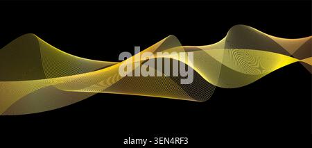 Goldener Wellenhintergrund des luxuriösen wellenförmigen Bandflusses Stock Vektor