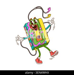 Cartoon groovige Kassetten-Audio-Player-Figur Stock Vektor