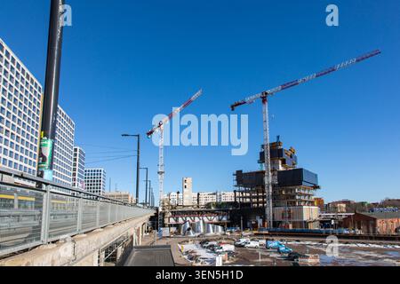 Neues Bürogebäude The Node wird im Stadtteil Pasila in Helsinki, Finnland, gebaut Stockfoto