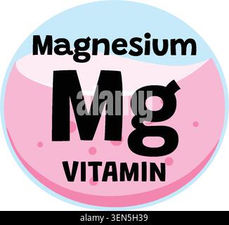 Auffälliges Magnesium-Vitamin-Symbol mit modernem, flachem Design, Pastellfarben und klarer Typografie Stock Vektor