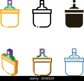 Trinkflasche im Kühleimer Symbol Vektor. Umreißen Sie das Schild „Getränkeflasche im Kühlbehälter“. Stilisiertes Symbol für isolierte Kontur Stock Vektor