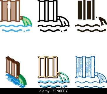 Verschüttete Schadstoffe reichen bis in den Vektor des Wassersymbols. Verschütten von Schadstoffen in Wasser Zeichen. Farbsymbol Stock Vektor