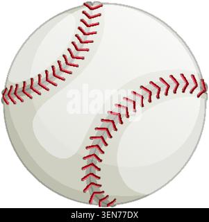 Detaillierte Vektor-Illustration eines klassischen weißen Baseballs mit roten Nähten und minimalistischem Design. Stock Vektor
