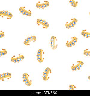 Muster Prinzessin Diadem Braut Cartoon. Elegante Königin, funkelnder Schmuck, königliche Zeremonie Prinzessin Diadem Brautzeichen. Nahtlose Symbolvektorillustration Stock Vektor