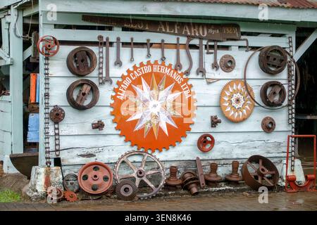 Sarchi Costa Rica, Fabrica de Carretas Eloy Alfaro, Alfaro Castro Hermanos Carretas, handgefertigte Ochsenwagen, Werkstattführung, dekorative Wand, Vintage t Stockfoto