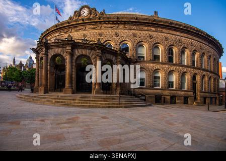 Außenansicht der Leeds Corn Exchange im Stadtzentrum von Leeds, West Yorkshire, England, Großbritannien Stockfoto