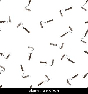 Musterpinselrolle Zeichentrick. Pinselwalze Farbe Zeichen Vektor Stock Vektor