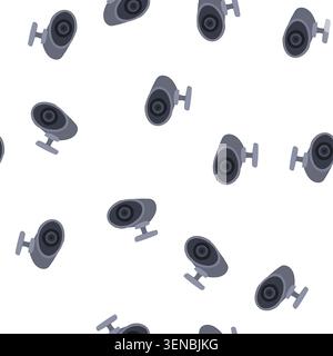 Zeichentrick der Pattern-System-ip-Kamera. Technologie-Steuerung, Cam Guard, Internet equment System ip Kamera Schild. Nahtlose Symbolvektorillustration Stock Vektor