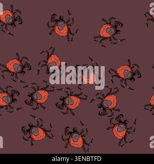 Muster lyme Tick Hand gezeichnet. Milbenbiss, Parasitentier, Bettwanzer lyme Tick Vektor Skizze Illustration Stock Vektor
