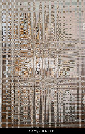 Abstrakte fließende Kunst mit komplizierten Gitterzellen-Muster in Silber-Braun-Beige-Tönen voller Rahmen Textur Hintergrund dekorative schöne Kunst Stockfoto