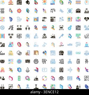 Farbenfrohe isometrische Symbolsätze für Unternehmen, Technologie, Finanzen, Gesundheit, Umwelt, Bildung und Lebensstil vielseitige Vektorelemente für Infograp Stock Vektor