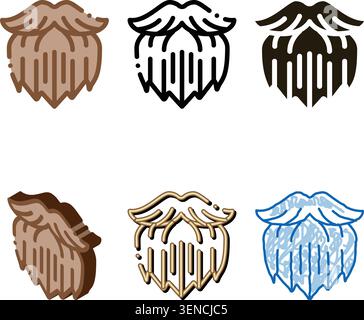 Menschlicher Brutaler Bushy Bart Symbol Vektor. Das Menschliche Brutale Bushy Beard-Schild Umreißen. Isolierte Kontursymbole Stock Vektor
