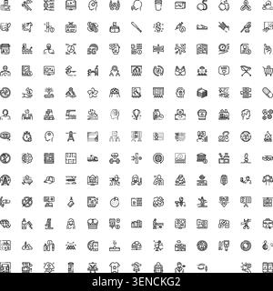Minimalistisches Line-Symbol-Set für Business, Technik, Medizin, Reisen, Fitness, Finanz-, Einkaufs- und Alltagskonzepte bereinigte Vektorumrisse für moderne ui Stock Vektor