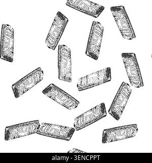 Nahtloses Muster alte Zeitungszeitung handgezeichnet. Geschichtsnostalgie, Retro-Druck, antike periodische alte alte Zeitungszeitung schwarze Sketch-Illustration Stock Vektor
