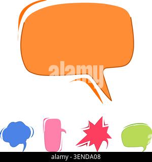 Verschiedene bunte Kommunikationsblasen im Comic-Stil bieten vielseitige Vorlagen für die Vermittlung von Botschaften, Gedanken, Dialogen und Ideen in vario Stock Vektor