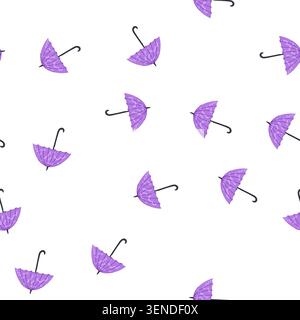 Lila Regenschirm mit verspieltem hellvioletten Wellenmuster bietet Schutz vor Regen und ist ein lebendiges, stylisches Accessoire für Div Stock Vektor