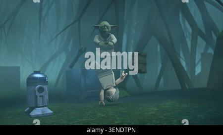 R2-D2, Yoda und Luke Skywalker The Lego Star Wars Holiday Special (2020) *Filmstill - nur redaktionelle Verwendung* siehe spezielle Anweisungen. CAP/SFS-Bild, das von Capital Pictures bereitgestellt wird Stockfoto